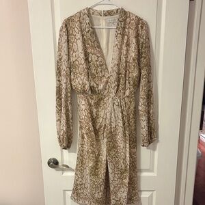 Wayf Olive and Cream Patterned Dress